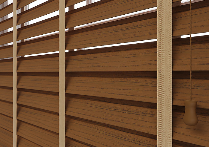 Ecowood Deluxe, Honey Teak Fine Grain - Motorised Venetian Blind - Image 4